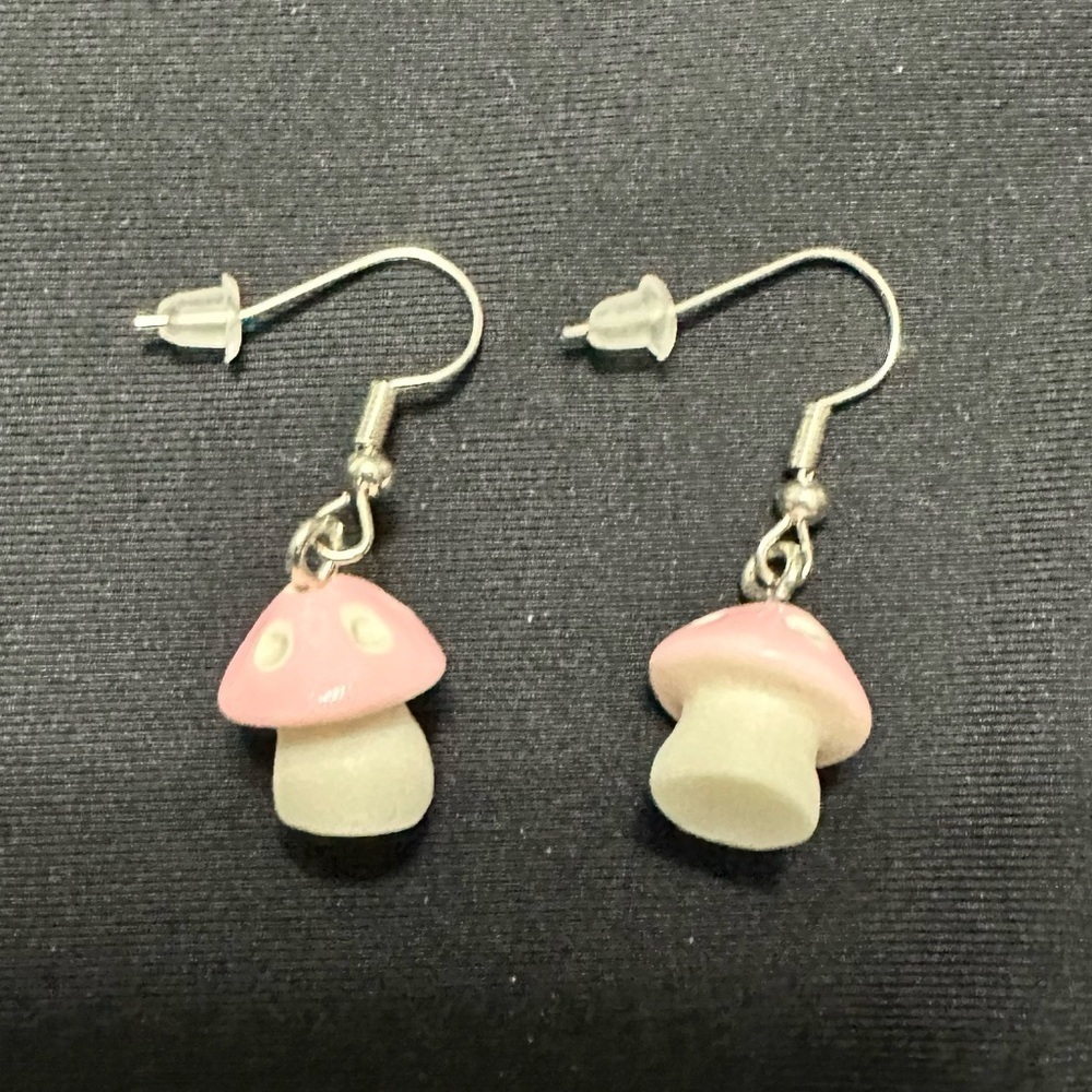 Pink Mushroom Earrings